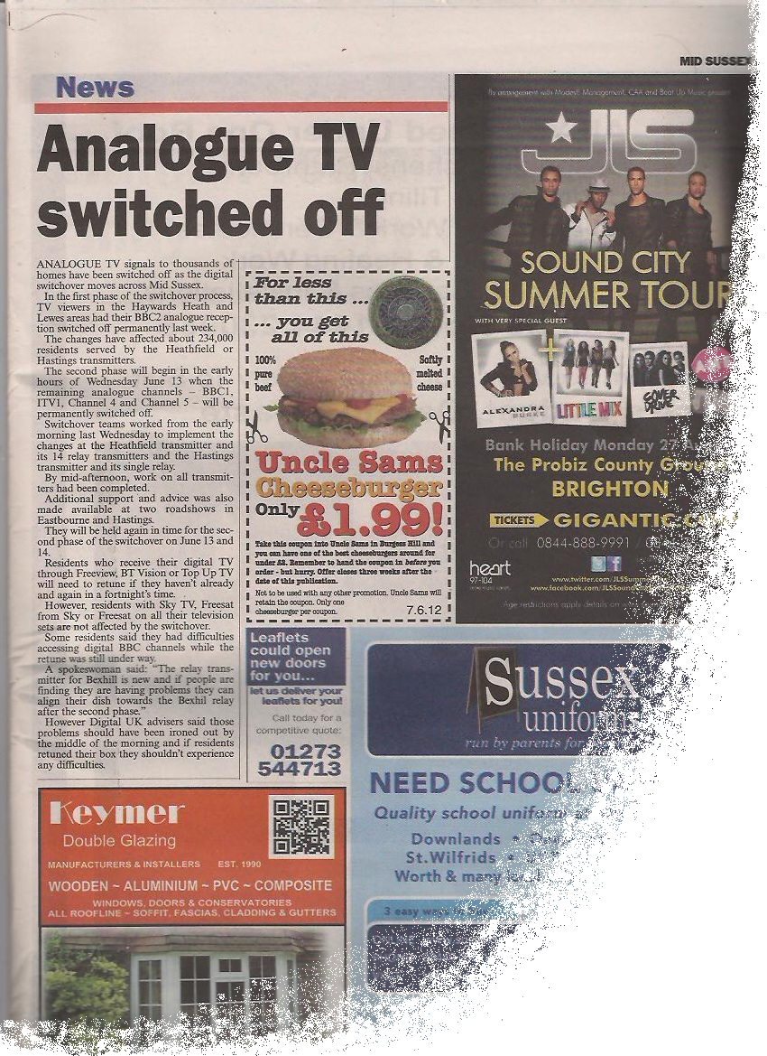 Mid Sussex Leader - Analogue TV switch off.