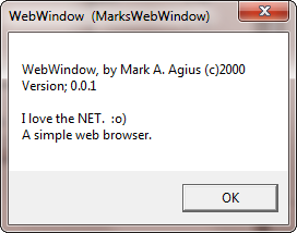  About WebWindow 0.00.0001 (Windows 7) 