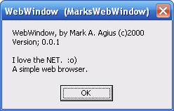  About WebWindow 0.00.0001 (Windows XP) 