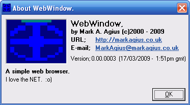  About WebWindow 0.00.0003 (Windows XP) 