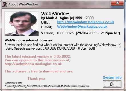  About WebWindow 0.00.0025 (Windows 7) 